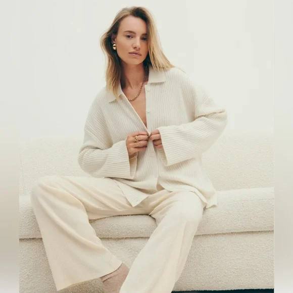 Reformation - “Fantino Cashmere Collared Cardigan” - NWT - Size Small - Cream